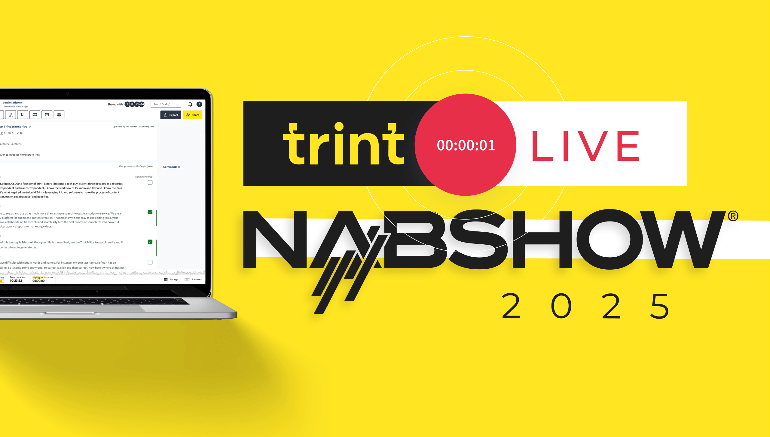 Trint unveils new live features at NAB Show 2025