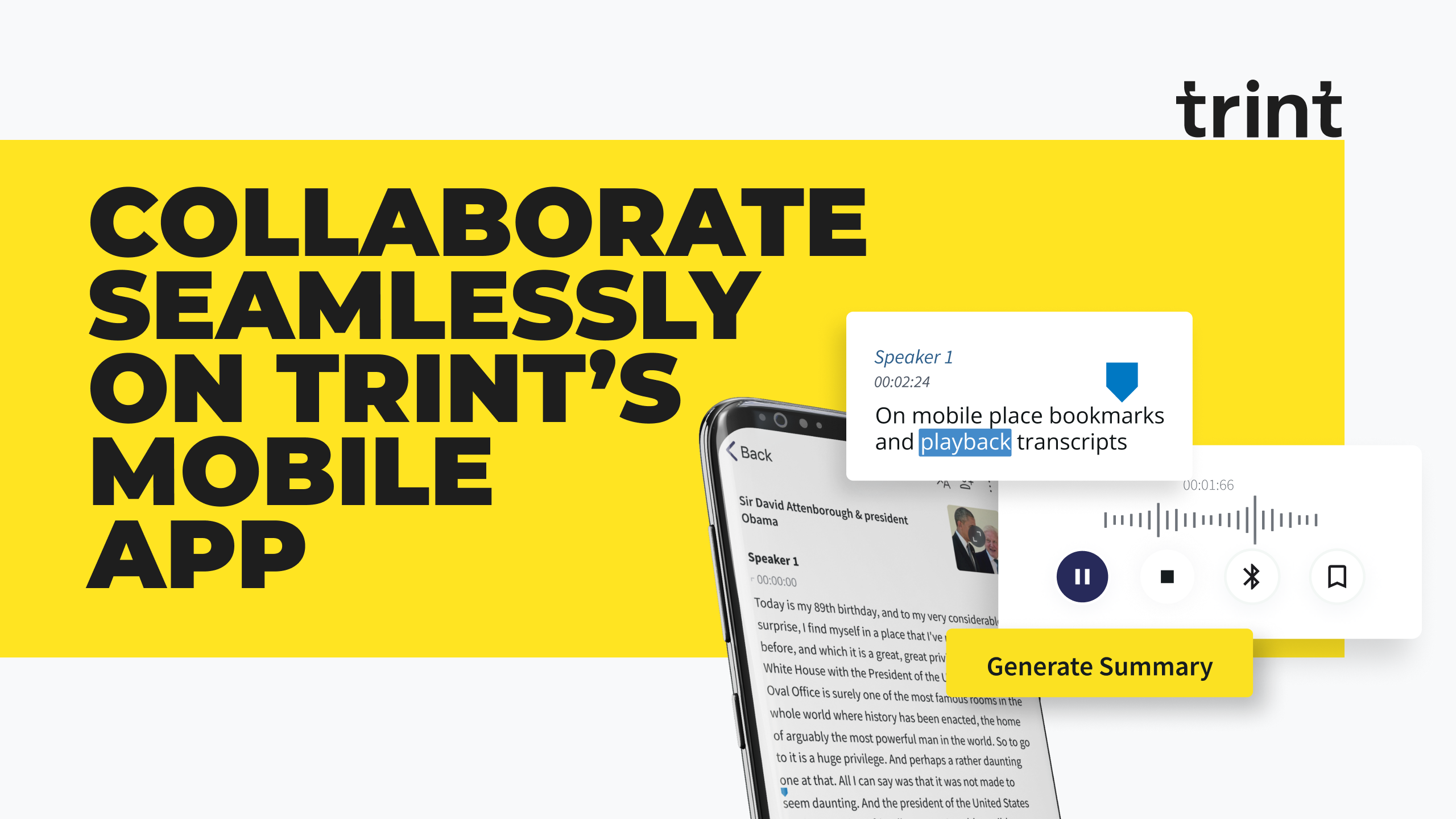 Trint’s mobile app now offers many of the same editing and collaboration tools as our web-based app, giving users a unified experience to review transcripts and find key moments – wherever they are.