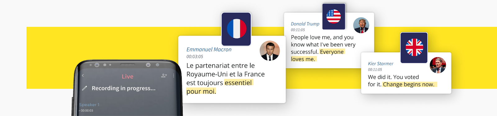 Image showing Trint's transcription and translation features for interviewing world leaders